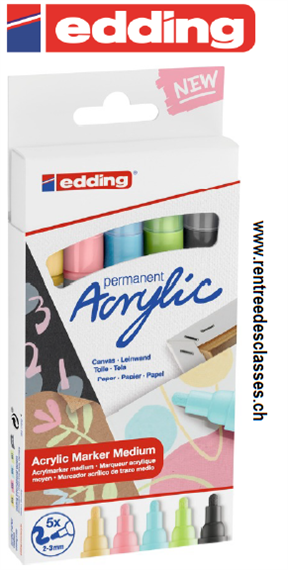 Set de 5 marqueurs Edding acrylique 5100 E-5 pastel