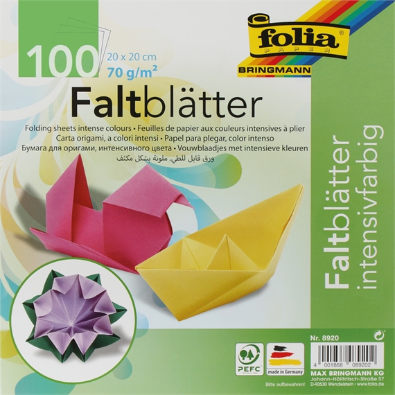 Pqt de 100 flles papier origami Folia