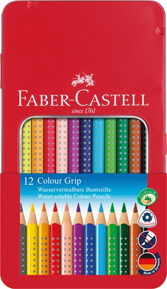 Etui métal de 12 crayons Faber-Castell Colour Grip 112413