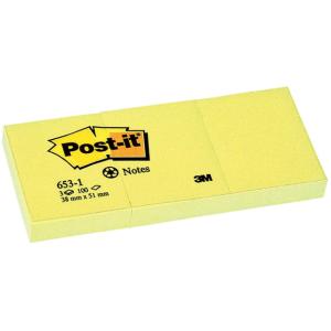 Pqt de 3 feuillets adhésifs - recyclés 38x51 mm; jaune