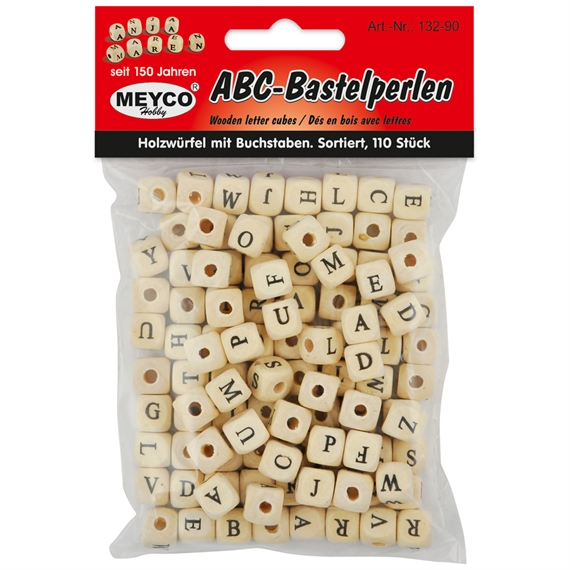 Perles - Dés en bois avec lettres ABC