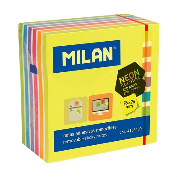 Feuillets adhésifs Milan cube 76x76mm - Néon ass.