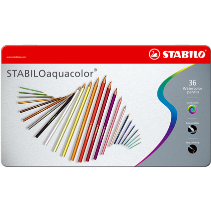 STABILO Aquarell-Buntstift aquacolor, 36er Metall-Etui