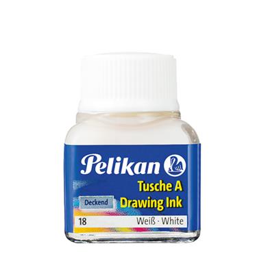 Pelikan Encre de chine A, contenu: 10 ml dans flacon, Blanc