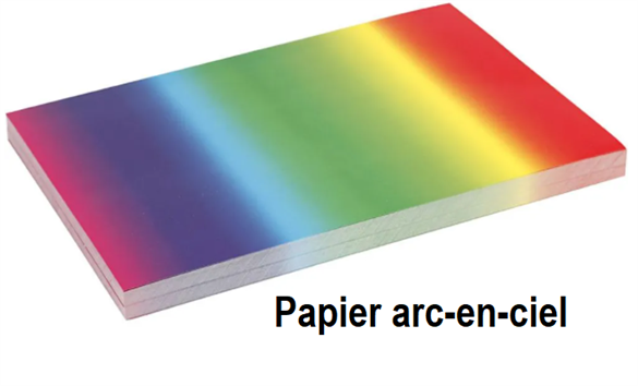 Pqt de 100 flles de Papier arc-en-ciel, A4 180gm2