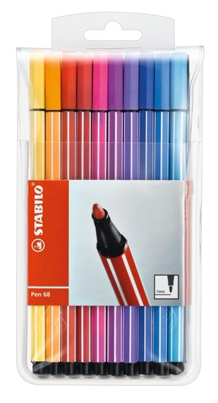 Etui en plastique de 20 stylos fibres STABILO - PEN 68