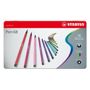 Bte en métal de 10 stylos fibres STABILO - PEN 68