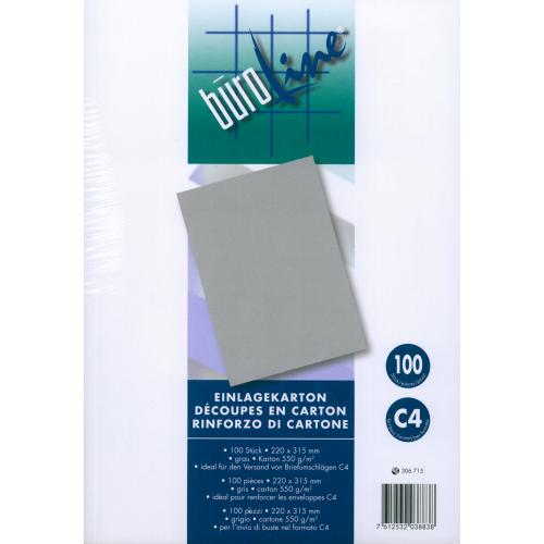 Pqt de 100 découpes en carton gris A4  306715 550gm2