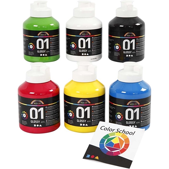 Set de 6 flacons de 500ml Acryl A-Color Brillante