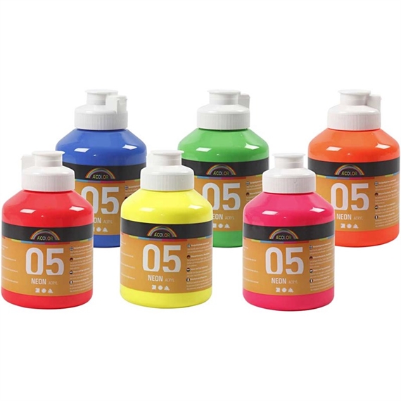 Set de  6 flacons de 500ml Acryl A-Color Néon