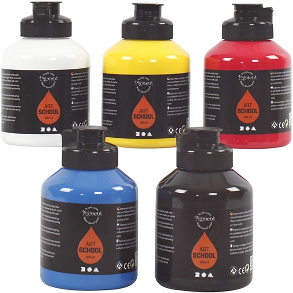 Set de 5 fl. Pigment Art School Acryl 500 ml