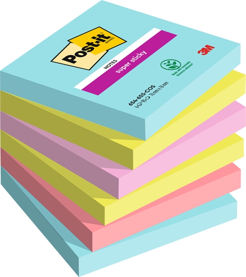 POST-IT Super Sticky Notes 76x76mm 6546SSCOS Cosmic 4 couleurs 6x90 flls.