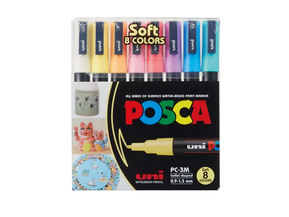 POSCA Marqueur à pigment PC-3M étui de 8 soft pastels