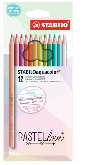 Etui de 12 crayons STABILO Aquacolor 2.8mm 1612/7 Pastellove