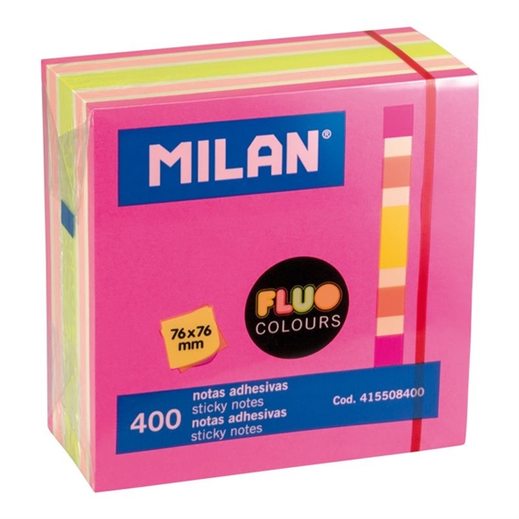 Feuillets adhésifs Milan cube 76x76mm - Néon ass.