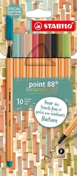 Etui de 10 couleurs STABILO - Point 88  Nature Colors