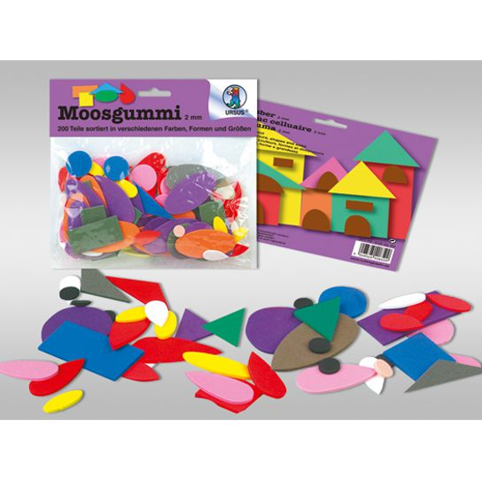 Pqt de 200 Moosgummi différentes formes