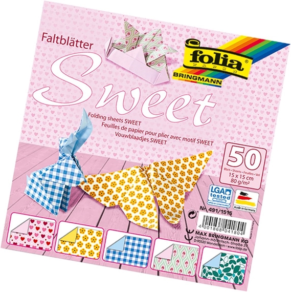 Pqt de 50 flles Origami "Sweet", 150 x 150 mm