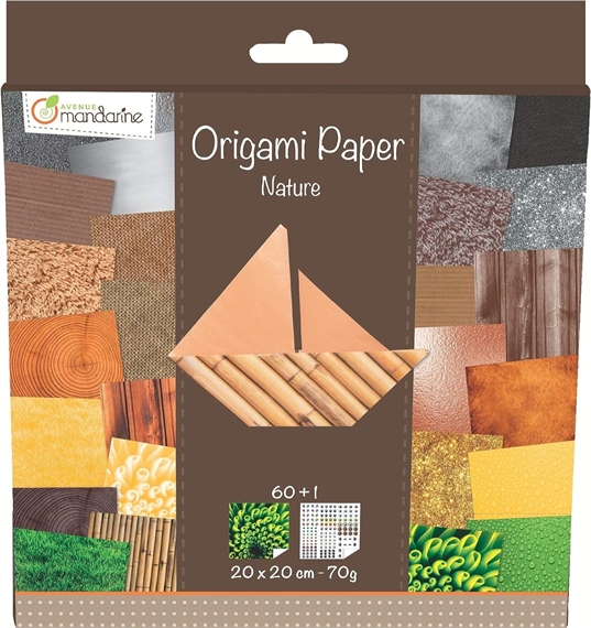 Pqt de 60 flles Origami Paper "Nature"