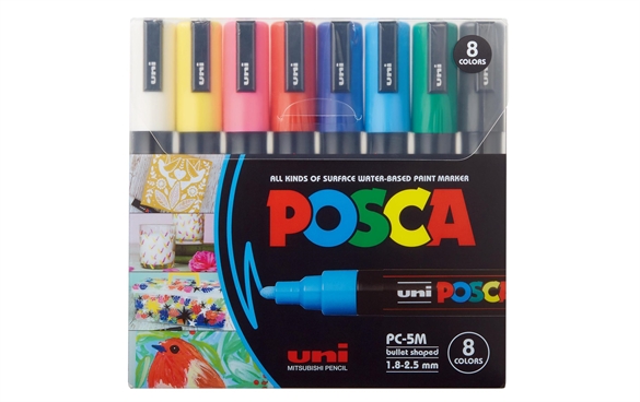 POSCA Marqueur à pigment PC-5M étui de 8 standards