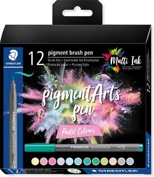 Etui de 12 feutres pigment calligraphy pen "Pastels Colors"