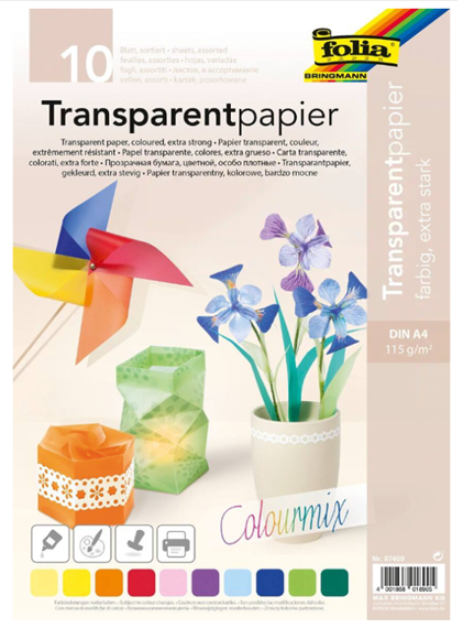 Papier transparent A4 assorties