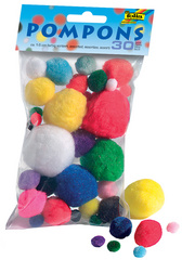 Pompons, 30 pièces, assorti tailles et couleurs