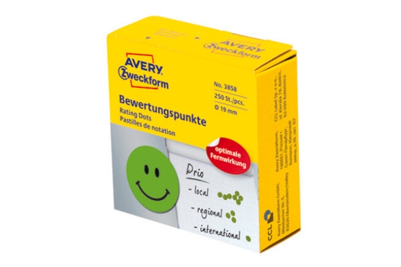 Bte de 250 gommettes "smiley" 19mm