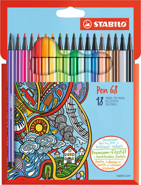 STABILO Feutre Pen 68, étui en carton de 18