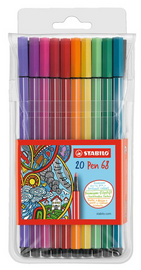 STABILO Feutre Pen 68, étui en plastique de 20