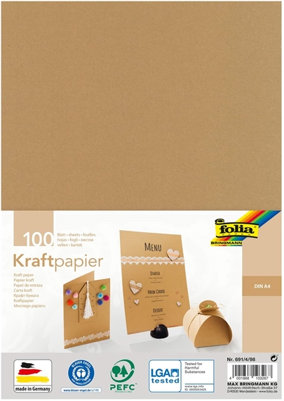 Pqt de 100 feuilles papier kraft A4 - 120gm2