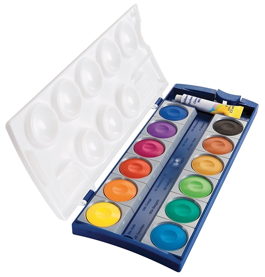 Pelikan Boîte de peinture standard d'école K12, 12 couleurs