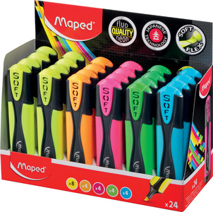 Maped Surligneur FLUO'PEPS ultra doux, présentoir de 24