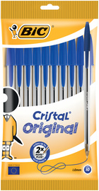 BIC Stylo à bille Cristal original, bleu, en sachet de 10