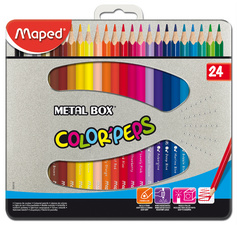 Maped Crayon de couleur triangulaire COLOR'PEPS, étui métal