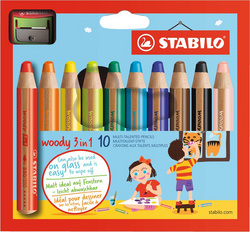 STABILO Crayon multifonctions woody 3 en 1, étui carton de