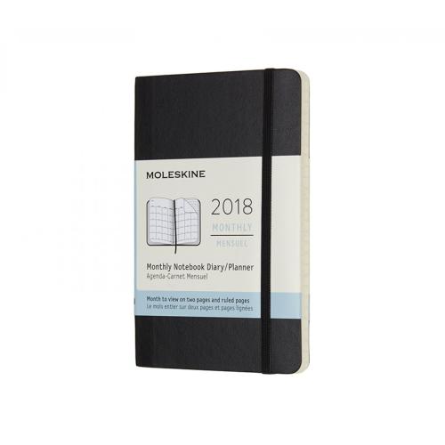 MOLESKINE Calendrier 2018 12M P/A6 853958 1W=2S+ligné,SC,noir