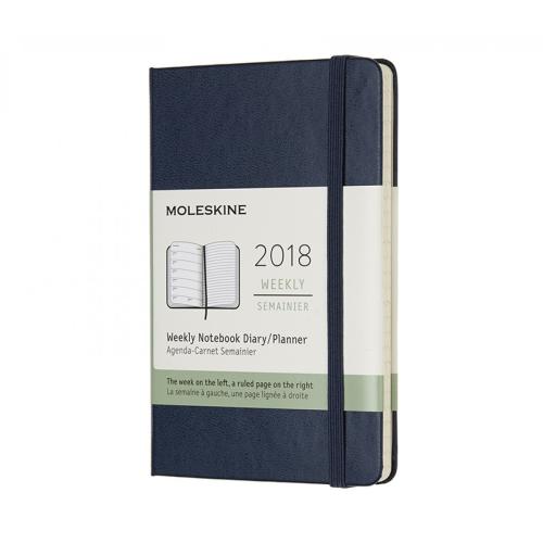 MOLESKINE Calendrier 2018 12M P/A6 855679 1W=1S+ligné,HC,Saphir