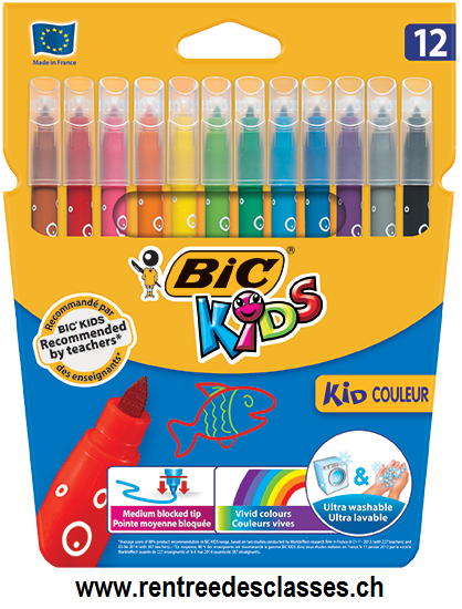 Feutres Kid Couleur medium, étui de 12 en carton