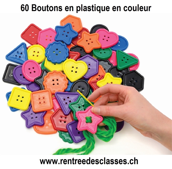 Sac de 60 Boutons extra-large, d: 40-50mm, couleurs assorties, 4 trous