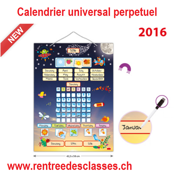 Calendrier Universel - Effaçable à sec