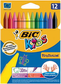 BIC Crayon de cire Plastidecor, étui en carton de 12