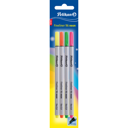 Pelikan Fineliner 96 Neon, étui de 4, largeur de tracé:0,4mm