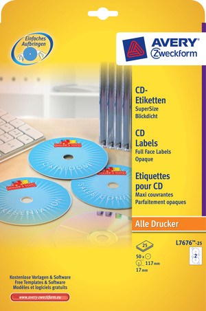 Pqt de 50 etiquettes pour CD blanches Zweckform