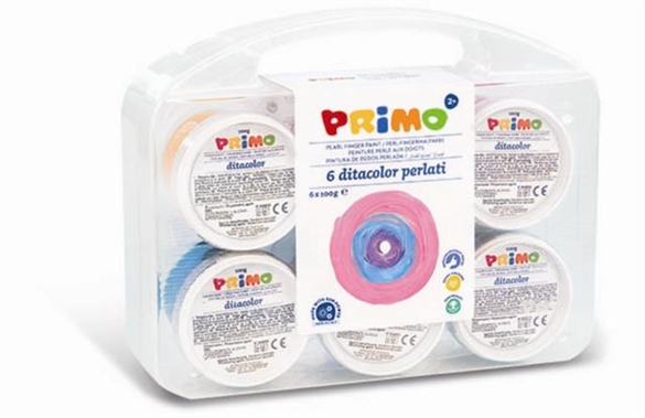 Peinture aux doigts Primo 6x100g couleurs perlées