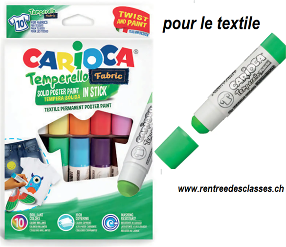 Etui de gouache solide en stick Carioca Temperello pour textiles