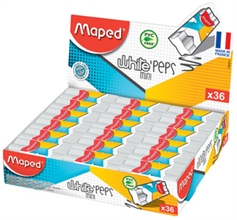 Maped Gomme en plastique White'Peps Mini, présentoir de 36