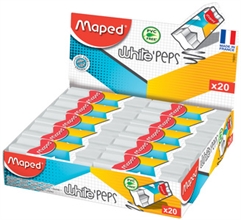 Maped Gomme en plastique White'Peps X20, présentoir de 20