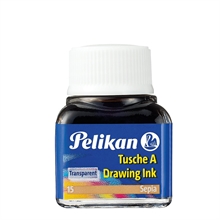 Pelikan Encre de chine A, contenu: 10 ml dans flacon, Sépia