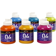 Set de  6 flacons de 500ml Acryl A-Color Glitter